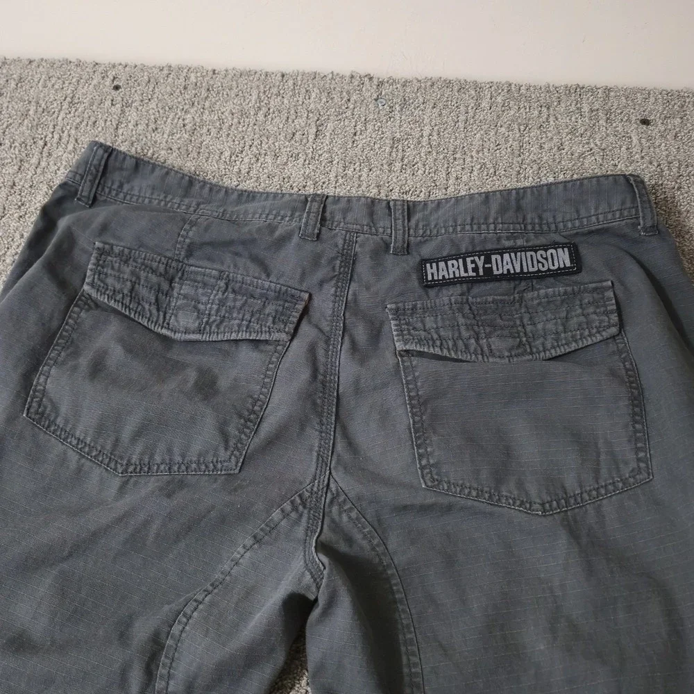 Harley Davidson Mens Gray Ripstop Cargo Tactical Pants 38x30 Biker Logo - Picture 9 of 10